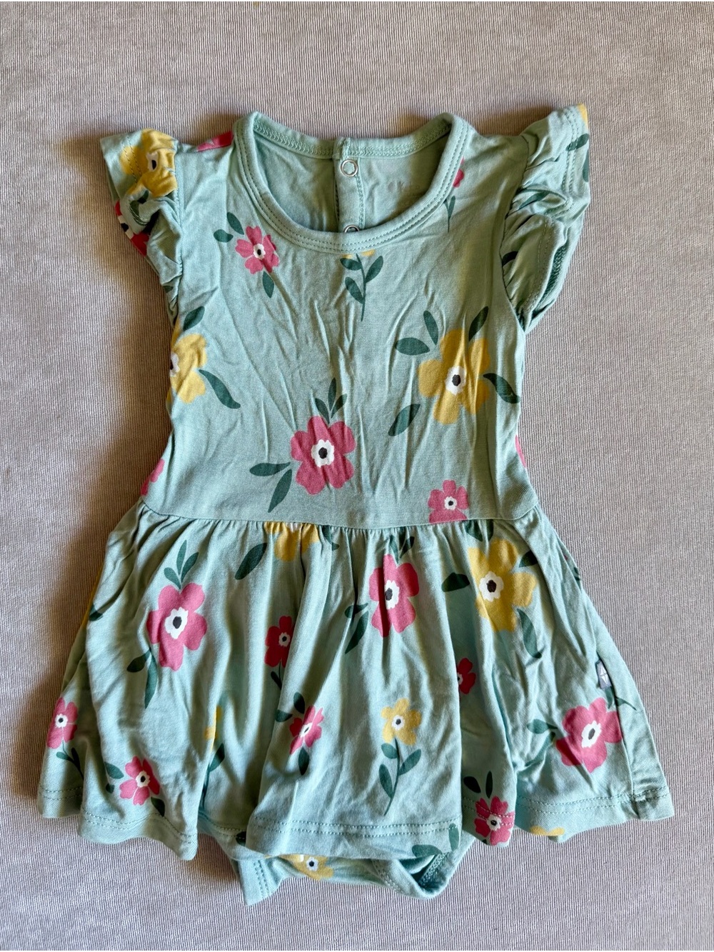 Kyte Baby Floral Flutter-Sleeve Dress Bodysuit